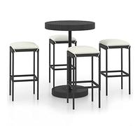 vidaXL Set Bar da Giardino 5 pz con Cuscini Polyrattan Nero