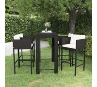 Set Bar da Giardino 5 pz con Cuscini Polyrattan Nero