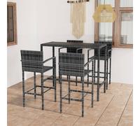 vidaXL Set Bar da Giardino 5 pz in Polyrattan Grigio