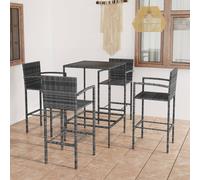 vidaXL Set Bar da Giardino 5 pz in Polyrattan Grigio
