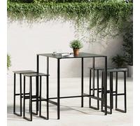 vidaXL Set Bar da Giardino 5pz Nero in Acciaio Verniciato a Polvere