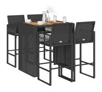 vidaXL Set Bar da Giardino 5pz senza Cuscini Nero in Polyrattan Acacia