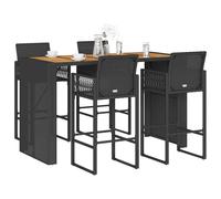 vidaXL Set Bar da Giardino 5pz senza Cuscini Nero in Polyrattan Acacia