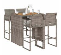 vidaXL Set Bar da Giardino 5pz senza Cuscini Nero in Polyrattan Acacia