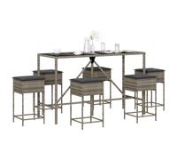 vidaXL Set Bar da Giardino 7 pz con Cuscini in Polyrattan Grigio