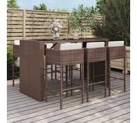 vidaXL Set Bar da Giardino 7 pz con Cuscini in Polyrattan Marrone