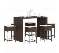 vidaXL Set Bar da Giardino 7 pz con Cuscini in Polyrattan Marrone