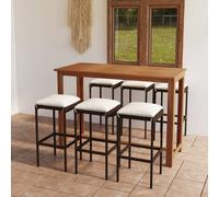Set Bar da Giardino 7 pz con Cuscini Marrone
