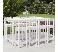 vidaXL Set Bar da Giardino 9 pz Bianco in Legno Massello di Pino