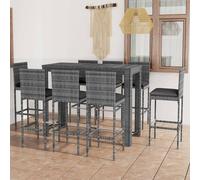 vidaXL Set Bar da Giardino 9 pz con Cuscini in Polyrattan Antracite