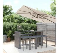 vidaXL Set Bar da Giardino 9 pz con Cuscini in Polyrattan Grigio