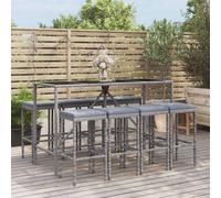 vidaXL Set Bar da Giardino 9 pz con Cuscini in Polyrattan Grigio