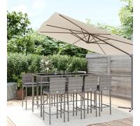 vidaXL Set Bar da Giardino 9 pz con Cuscini in Polyrattan Grigio