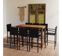 vidaXL Set Bar da Giardino 9 pz Nero