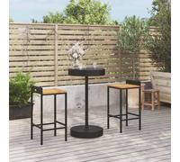 vidaXL Set Bar Giardino 3 pz Nero Polyrattan e Legno Massello Acacia