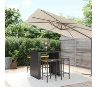 vidaXL Set Bar Giardino 5 pz Nero Polyrattan e Legno Massello Acacia