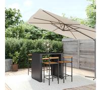 vidaXL Set Bar Giardino 5 pz Nero Polyrattan e Legno Massello Acacia
