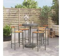 vidaXL Set Bar Giardino 5pz Grigio Polyrattan e Legno Massello Acacia