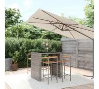 vidaXL Set Bar Giardino 5pz Grigio Polyrattan e Legno Massello Acacia