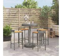 vidaXL Set Bar Giardino 5pz Grigio Polyrattan e Legno Massello Acacia