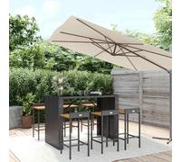 vidaXL Set Bar Giardino 7 pz Nero Polyrattan e Legno Massello Acacia