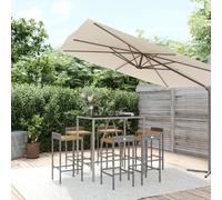 vidaXL Set Bar Giardino 7pz Grigio Polyrattan e Legno Massello Acacia