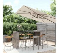 vidaXL Set Bar Giardino 9pz Grigio Polyrattan e Legno Massello Acacia