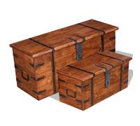 vidaXL Set Bauli 2 pz in Legno Massello