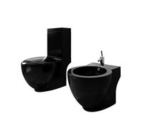 vidaXL Set di Bidet e Toilette da Pavimento in Ceramica Nera