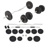 vidaXL Set Bilanciere e Manubri da 30 kg Barre Acciaio Piastre Dischi di Peso