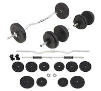 vidaXL Set Bilanciere e Manubri da 30 kg Barre Acciaio Piastre Dischi di Peso
