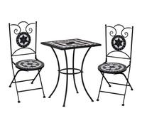 VIDAXL - Set Bistr 3 Pz Con Mosaico In Ceramica Nero E Bianco