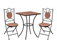 vidaXL Set Bistrò 3 pz con Mosaico Robusto Elegante Tavolo e Sedie per Esterni Arredi da Giardino Patio in Ceramica Terracotta Telaio in Ferro