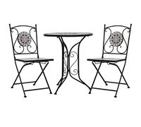 vidaXL Set Bistrò 3 pz con Mosaico Robusto Elegante Tavolo e Sedie per Esterni Arredi da Giardino Patio in Ceramica Grigio Telaio in Ferro