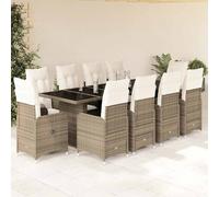 vidaXL Set Bistrò da Giardino 11 pz con Cuscini in Polyrattan Beige