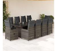 vidaXL Set Bistrò da Giardino 11 pz con Cuscini in Polyrattan Grigio