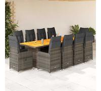 vidaXL Set Bistrò da Giardino 11 pz con Cuscini in Polyrattan Grigio