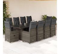 vidaXL Set Bistrò da Giardino 11 pz con Cuscini in Polyrattan Grigio