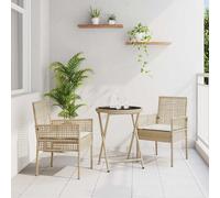 vidaXL Set Bistro da Giardino 3 pcs Beige Poly Rattan
