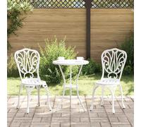 vidaXL Set Bistro da Giardino 3 PCS Bianco Alluminio, Set di mobili da Giardino Moderno per Patio e terrazzo, Pranzo Minimalista, Lounge contemporanea