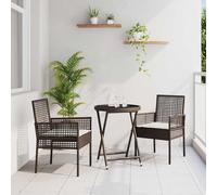 vidaXL Set Bistro da Giardino 3 pcs Marrone Poly Rattan