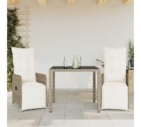Set Bistrò da Giardino 3 pz con Cuscini in Polyrattan Marrone