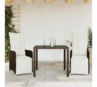 Set Bistrò da Giardino 3 pz con Cuscini in Polyrattan Marrone