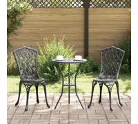 vidaXL Set Bistro da Giardino 3 pz Nero Alluminio