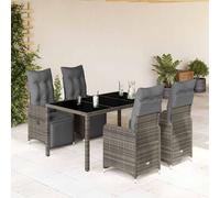 SET TAVOLO E SEDIE VIDAXL da Bistrot 5 pz con Cuscini in Polyrattan Grigio - 3277167