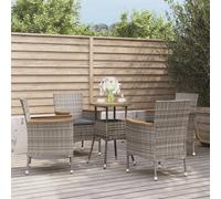 Set Bistrò da Giardino 5 pz con Cuscini in Polyrattan Grigio
