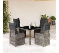 vidaXL Set Bistrò da Giardino 5 pz con Cuscini in Polyrattan Grigio