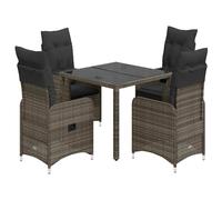 vidaXL Set Bistrò da Giardino 5 pz con Cuscini in Polyrattan Grigio