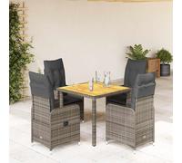 vidaXL Set Bistrò da Giardino 5 pz con Cuscini in Polyrattan Grigio