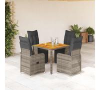 vidaXL Set Bistrò da Giardino 5 pz con Cuscini in Polyrattan Grigio